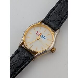 US Air Kids Watch 23mm Case Black Leather Band- New Battery